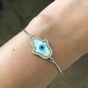 Fatima Hamsa Hand Mother of Pearl Eye Bracelet